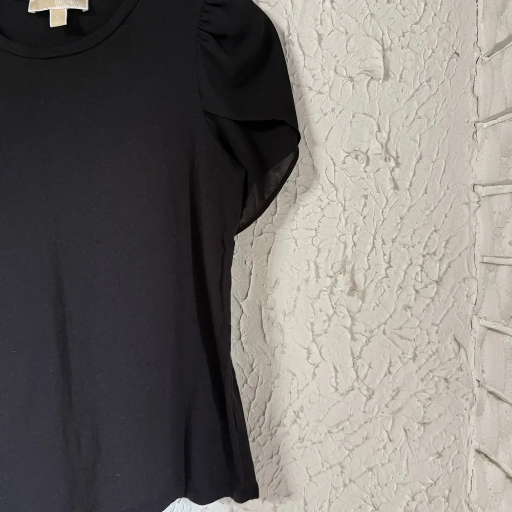 MICHAEL Michael Kors Classic Black Top with Statement Sleeve - Picture 3 of 9